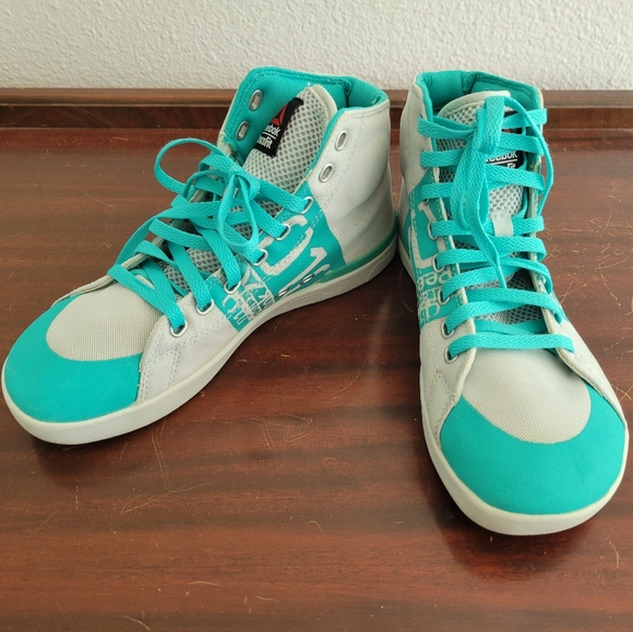 RARE Reebok CrossFit Nano Lite TR high top Teal/ light gray women's 8.5 LIKE NEW - Picture 2 of 9